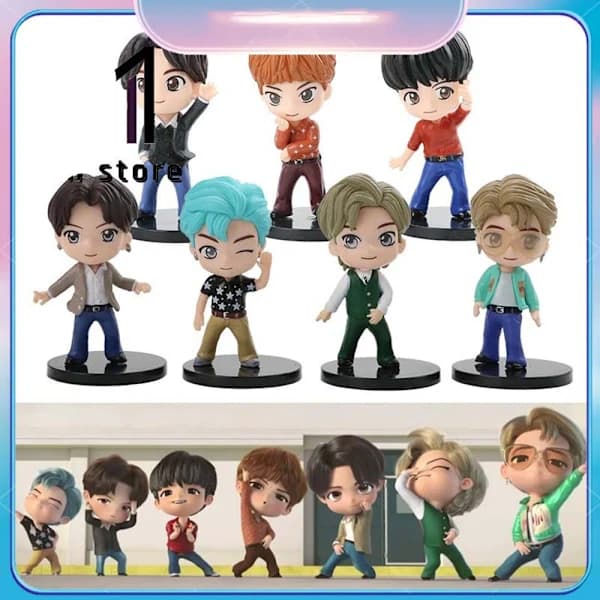 7 stk/sett BTS TinyTAN Dynamite Bangton Boys Figurleketøy