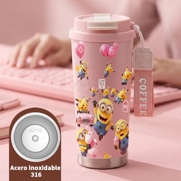 Kaffetermos 500ml 316 Rustfritt Stål Trendy Design Pink