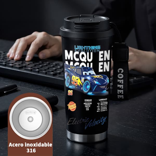 Termisk kaffekopp 500ml 316 rustfritt stål blomsterdesign Black