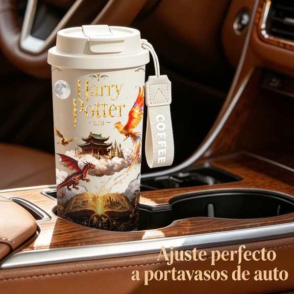 Termosmugg 500ml Rostfritt Stål Abstrakt Design, Isolerad kaffemugg, läckagesäker resemugg med lock Black