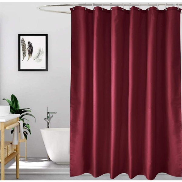 1pc Shower Curtain 180 x 180cm Polyester Fabric Mildew Proof Waterproof Bath Curtain Simple and Modern,Red