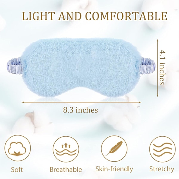 6 Stycken Plysch Ögonmask Mjuk Sovmask Fluffig Ögonbindel för Flickor och Vuxna Partygåvor
