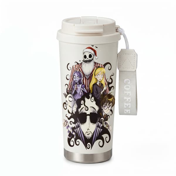 Bærbar kaffetermos 500 ml dobbel vegg abstrakt design White