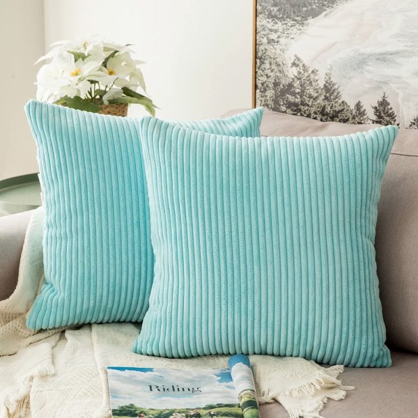 Pack of 2 Corduroy Soft Solid Decorative Square Throw Pillow