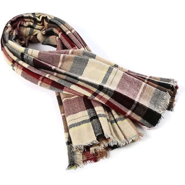Klassisk plädscarf för kvinnor, tofshalsduk, varm, mjuk, tjock, la