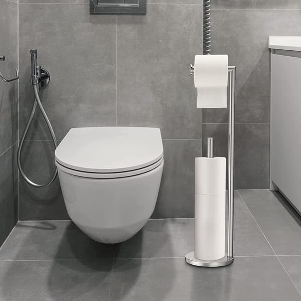 Fritstående toiletpapirholder, sammenklappelig dispenser med plads til 5 ruller