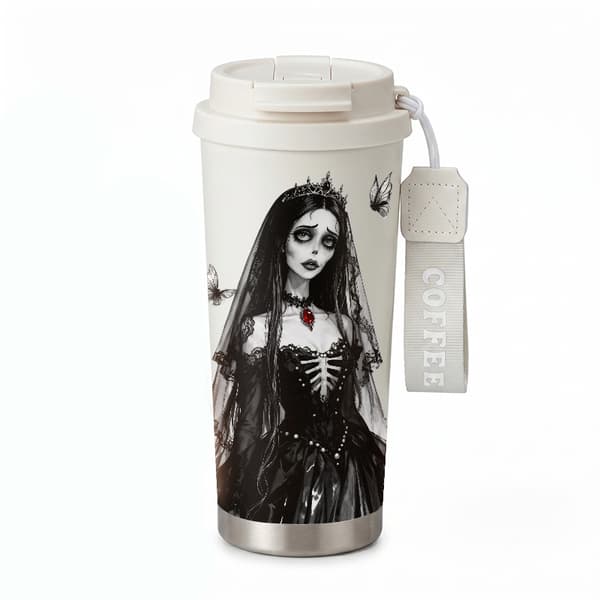 Kaffetermos 500ml Rostfritt Stål Söt Design White