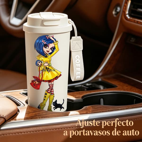Kaffetermos 500ml Rustfritt Stål Halloween Design Pink