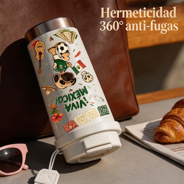 Kaffetermos 500ml Rostfritt Stål Anime Design, Isolerad kaffemugg, läckagesäker resemugg med lock White