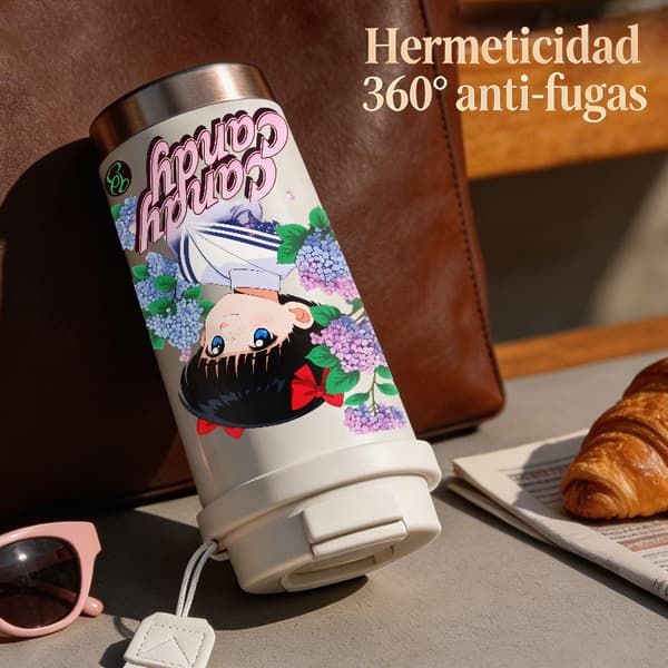 Kaffetermos 500ml Rustfritt Stål Abstrakt Design Black