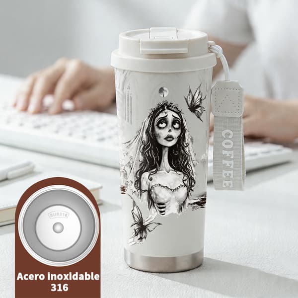 Kaffetermos 500ml Rustfritt Stål Dyreprint Design White