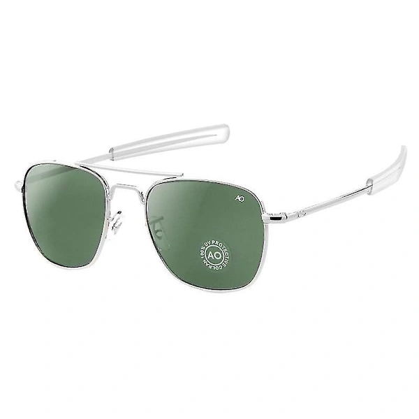 Flygarpilot Solglasögon Män Kvinnor Vintage Designer Amerikansk Armé Militär Optisk Ao Solglasögon De Sol Masculino silver-grön