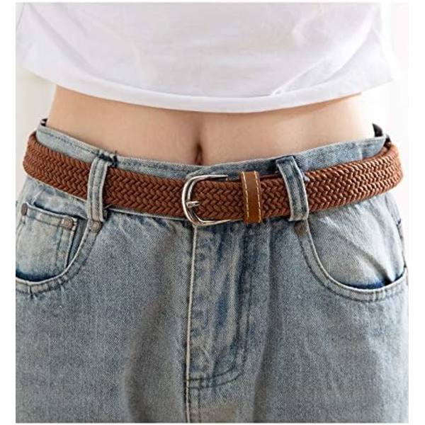2-pack Dam Stretch Canvas Flätat Bälte - Dambälten för