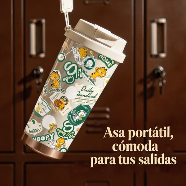 Kaffetermos 500ml Rostfritt Stål Trendig Design, Isolerad kaffemugg, läckagesäker resemugg med lock White