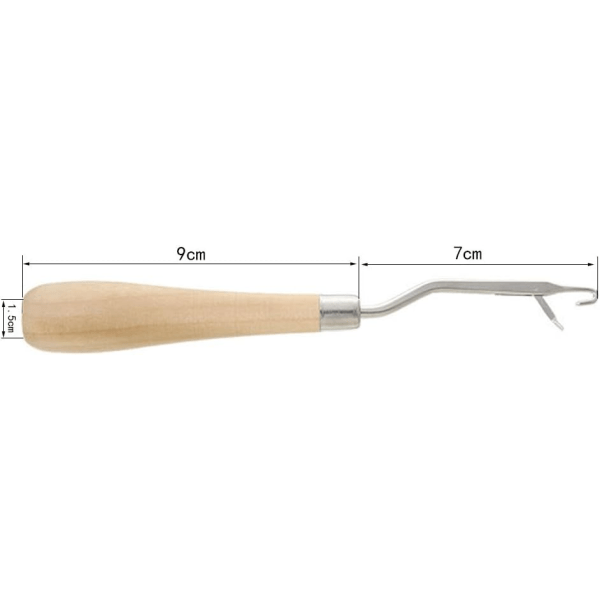 Tre 6,5-tums träbultkrokverktyg för att göra rugby och konst