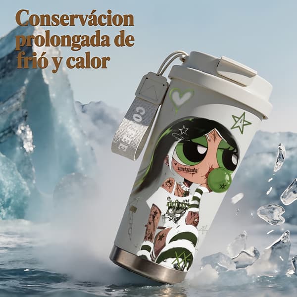 Termisk kaffekopp 500ml rustfritt stål anime-design Pink