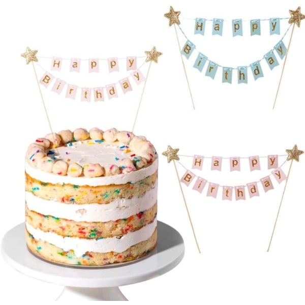 2 Kit Cake Topper Grattis på födelsedagen Dekoration Cake Topper Girl