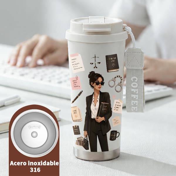 Kaffetermos 500ml Rustfritt Stål Kunstnerisk Design White
