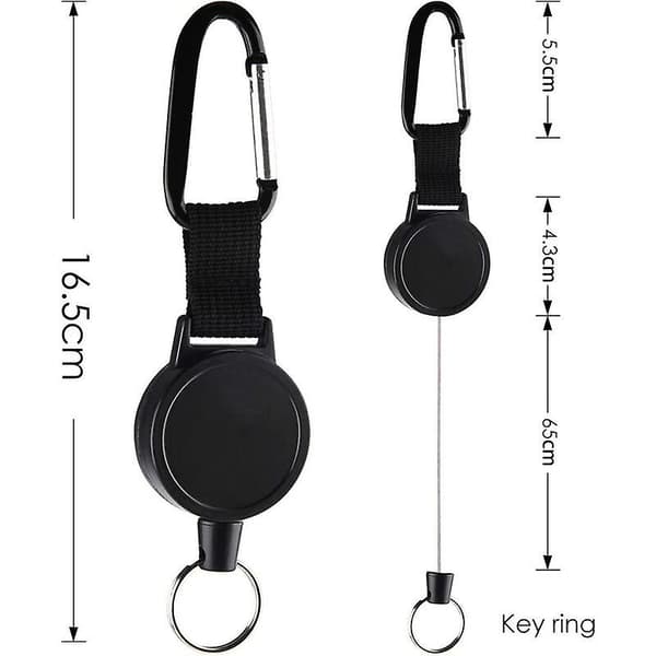 2-pak Retractable Retractable Key Chain Id Badges Holder Med Stålkabel 65Cm