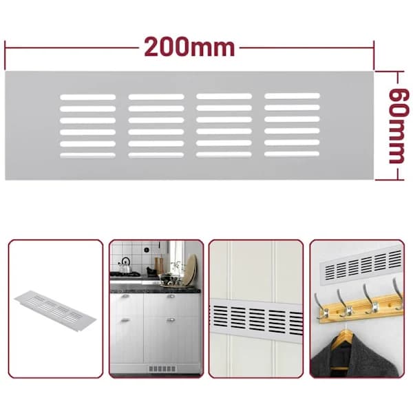Aluminiumventilationsgaller för bas 200 x 60 mm, A
