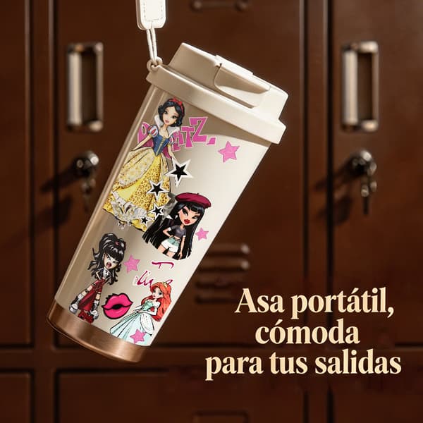 Kaffetermos 500ml Rostfritt Stål Juldesign, Isolerad kaffemugg, läckagesäker resemugg med lock White