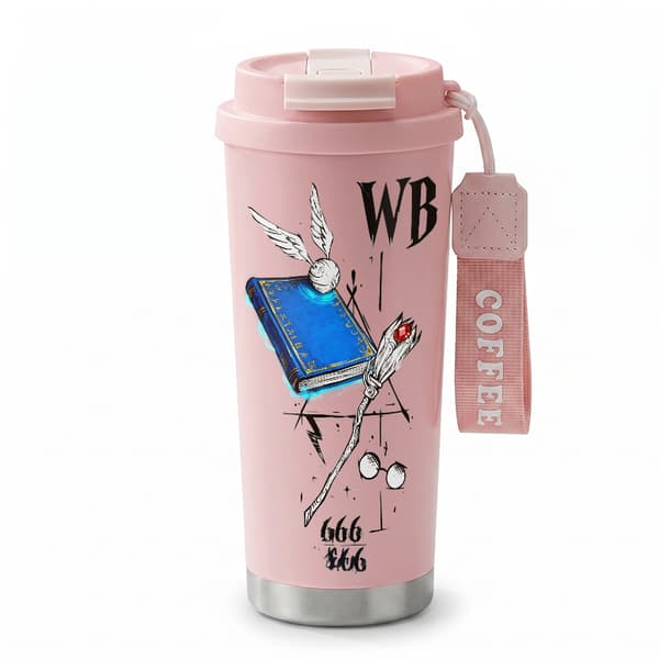 Bærbar kaffetermokande 500 ml geometrisk design Pink