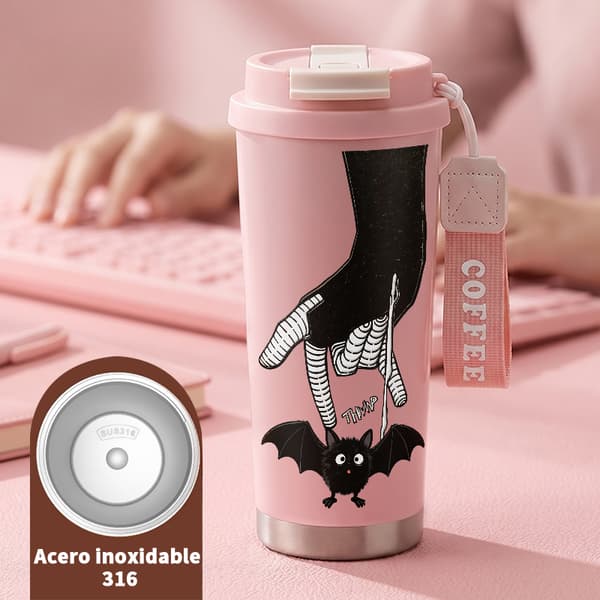 Kaffetermos 500ml Rustfritt Stål Søt Design Pink