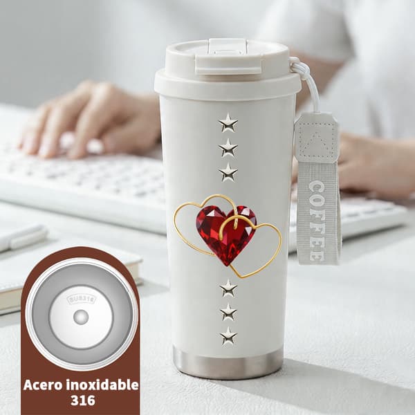 Bærbar kaffetermos 500 ml lufttett lokk moderne design White