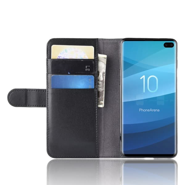 Ægte Læderetui Samsung Galaxy S10 Plus Sort,y