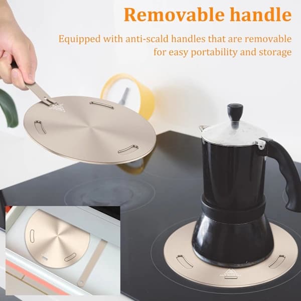 Induktionsadapter, induktionsplade med håndtag, varmespredningsplade, universal induktionskogepladeadapterplade, adapter, A