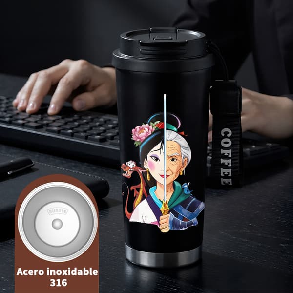 Kaffetermos 500ml 316 rustfritt stål kunstnerisk design Black