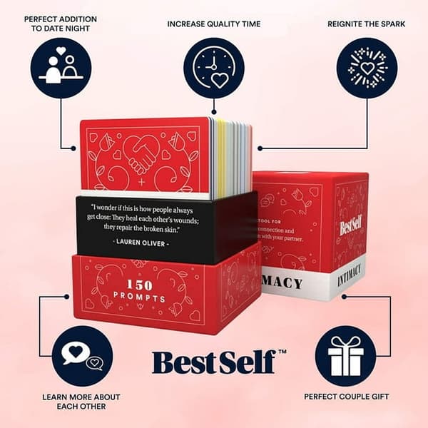 Intimacy Deck af BestSelf — 150 Engagerende Samtale Startere for Par til at Styrke Deres Forhold, Romantik, Tr