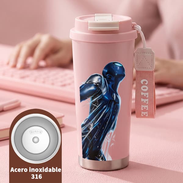 Bærbar Kaffe Termokande 500ml Rustfrit Stål Jule Design Pink