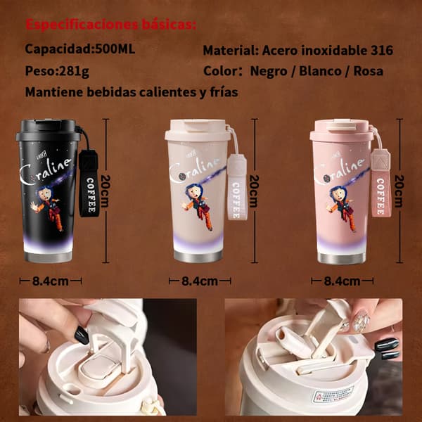 Kaffetermos 500ml 316 Rustfritt Stål Moderne Design Black