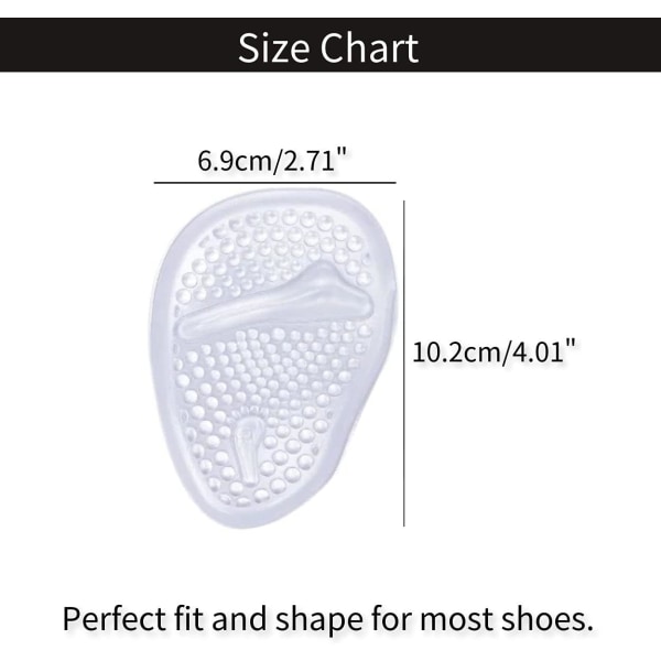 2 par (transparent) Framfotsdyna, halva innersulor Plantar Pad,