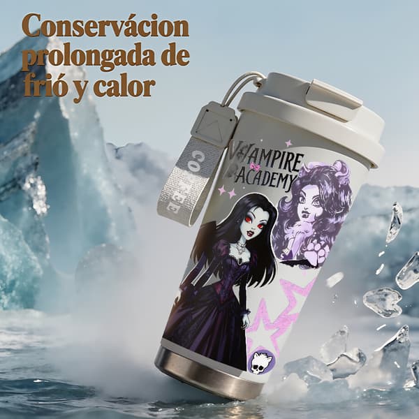 Kaffetermos 500ml 316 Rostfritt Stål Anime Design, Isolerad kaffemugg, läckagesäker resemugg med lock White