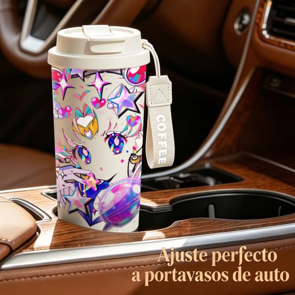 Termisk kaffemugg 500ml 316 rostfritt stål juldesign, Isolerad kaffemugg, läckagesäker resemugg med lock White