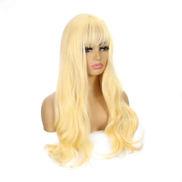 Toupee Parykk med Blondefront, Langt Rett Hår, A