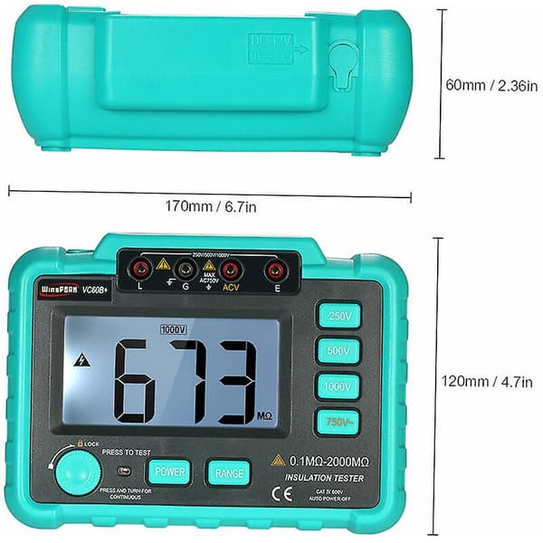 VC60B isolasjonstester + digitalt megohmmeter levert uten batteri