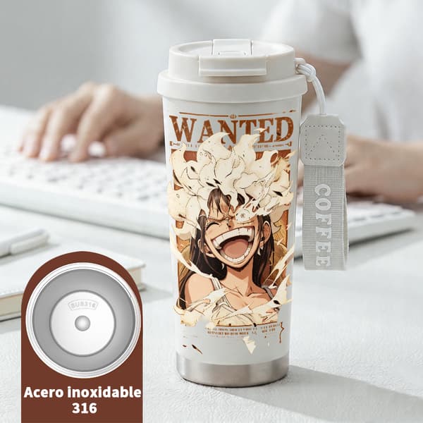 Termosmugg 500ml 316 Rostfritt Stål Djurdesign, Isolerad kaffemugg, läckagesäker resemugg med lock White