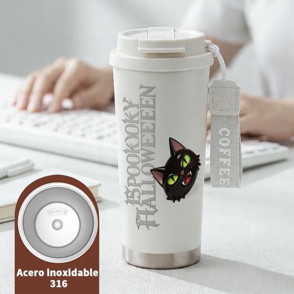 Kaffetermos 500ml Rustfritt Stål Blomsterdesign White
