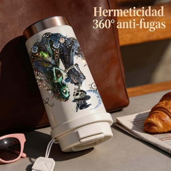 Kaffetermos 500ml Rostfritt Stål Retro Design, Isolerad kaffemugg, läckagesäker resemugg med lock White
