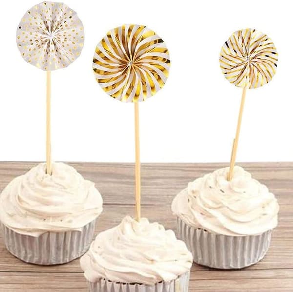 Gull Bursdagskake Dekorasjon Kake Topper, Rosa Bursdagskake