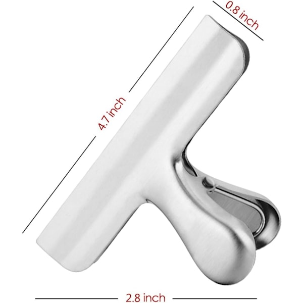 6 Stycken (Silver) Chipspåsklämmor i Rostfritt Stål, 12 cm Bredd