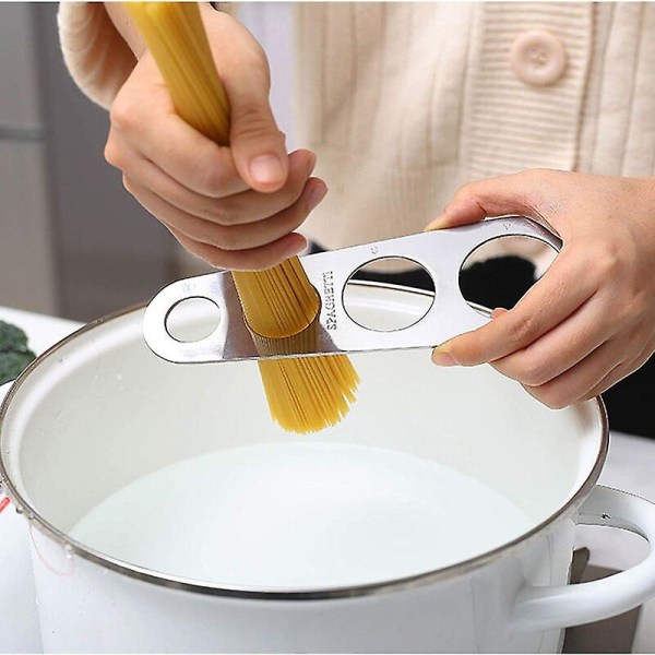 2 stk. Spaghetti måleværktøj i rustfrit stål, Spaghetti måler, Praktisk nudel måler begrænser, Pasta portionskontrol gadgets med 4 huller, Kit