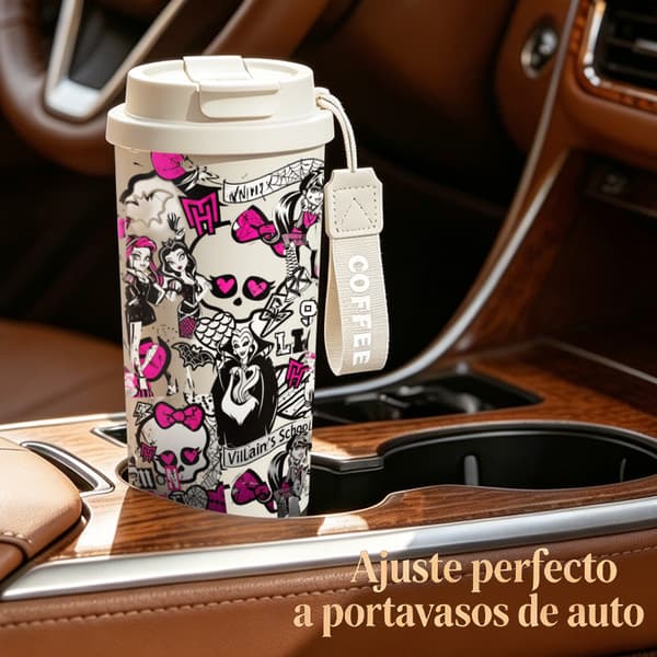 Termosmugg 500ml Rostfritt Stål Anime Design, Isolerad kaffemugg, läckagesäker resemugg med lock Black