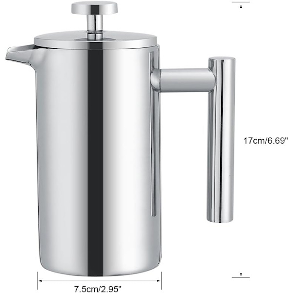 1 stk. 350 ml 304 rustfrit stål presskande filterpresse hånd