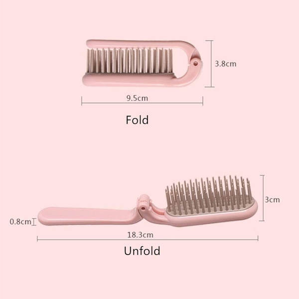 2 foldbare hårbørster, kamme, bærbare mini massagehår