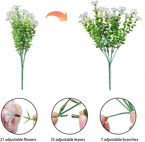 4 stk 7-greinet eukalyptus fiolett simuleringsblomsterbukett