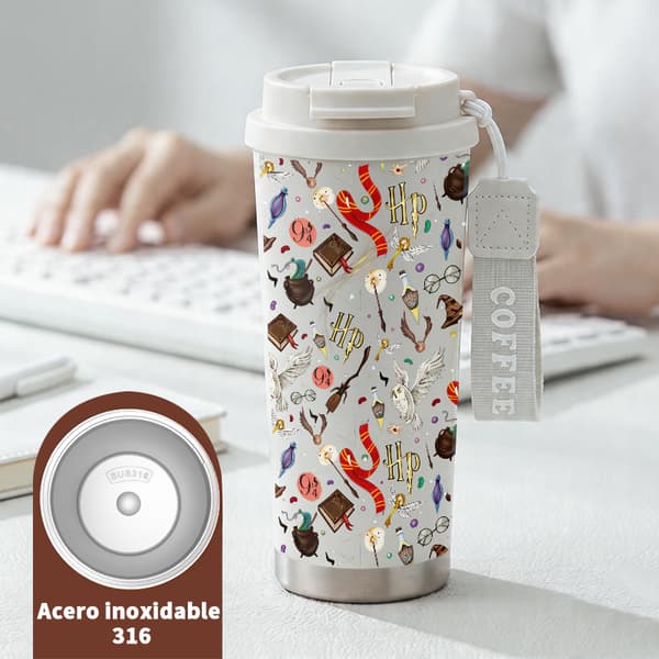 Kahvitermos 500ml Ruostumaton Teräs Sarjakuva Design White